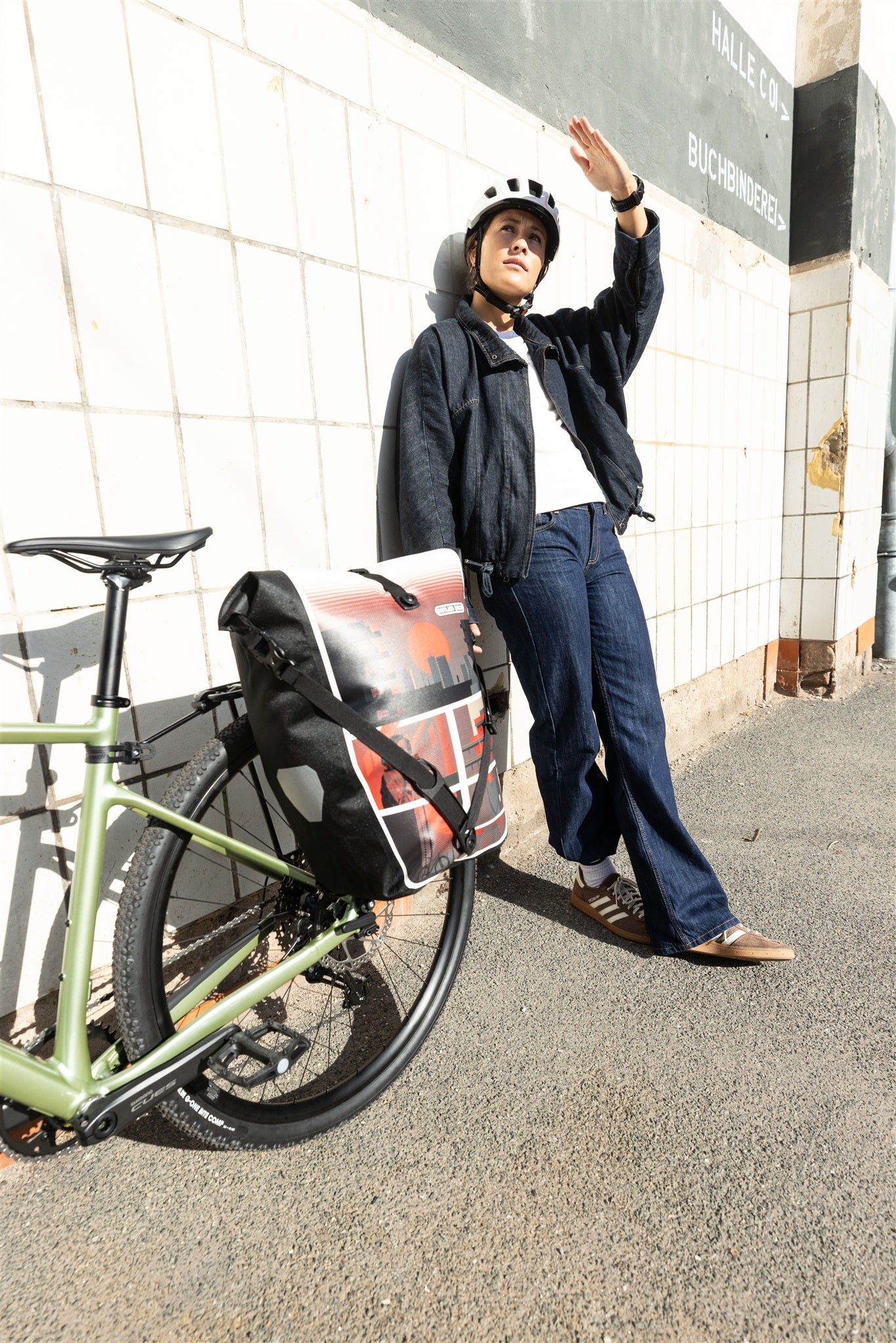 Close-up of ORTLIEB Back-Roller Design bag in design "Morning Routine" with sturdy roll closure