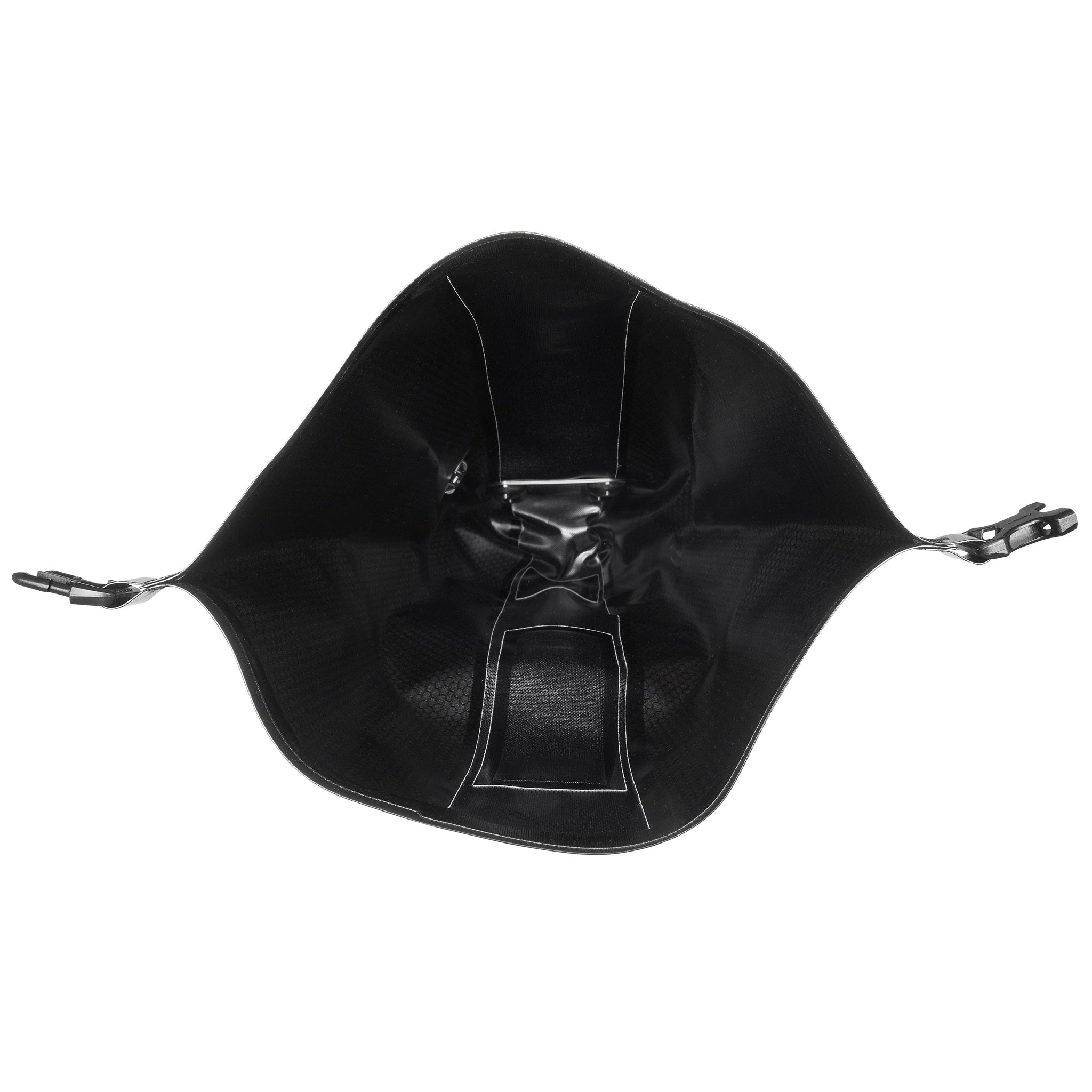 Inside view of ORTLIEB Seat-Pack QR in black-matt open showing internal structure