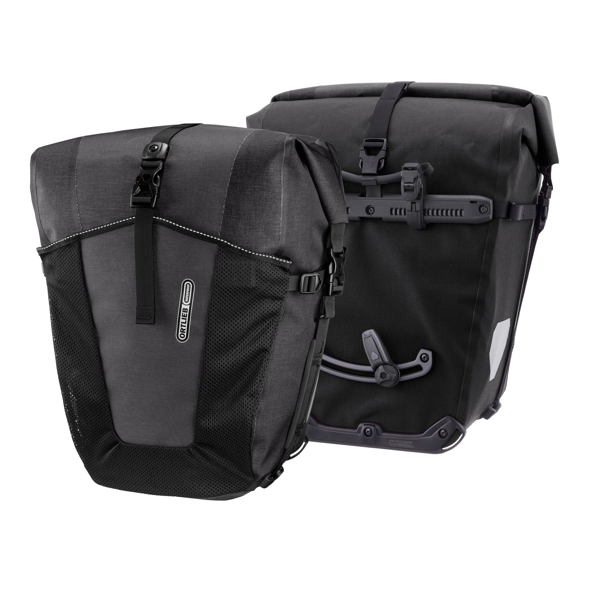 Pair of ORTLIEB Back-Roller XL Plus QL2.2 bicycle bags in granite - black with Quick-Lock system