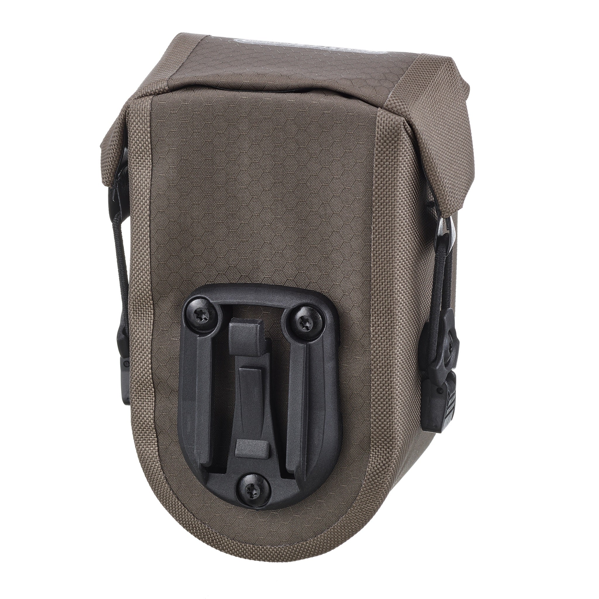 Rear view of ORTLIEB Micro-Bag 0.5L in dark sand with adapter mount