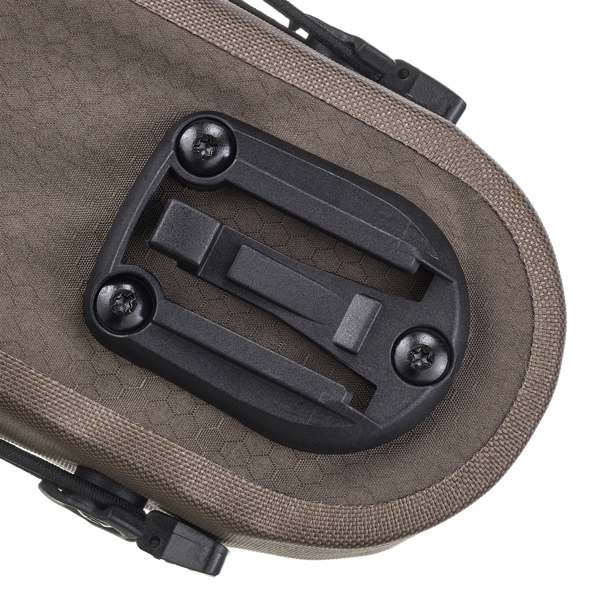 Detail view of the mount on ORTLIEB Micro-Bag 0.5L in dark sand