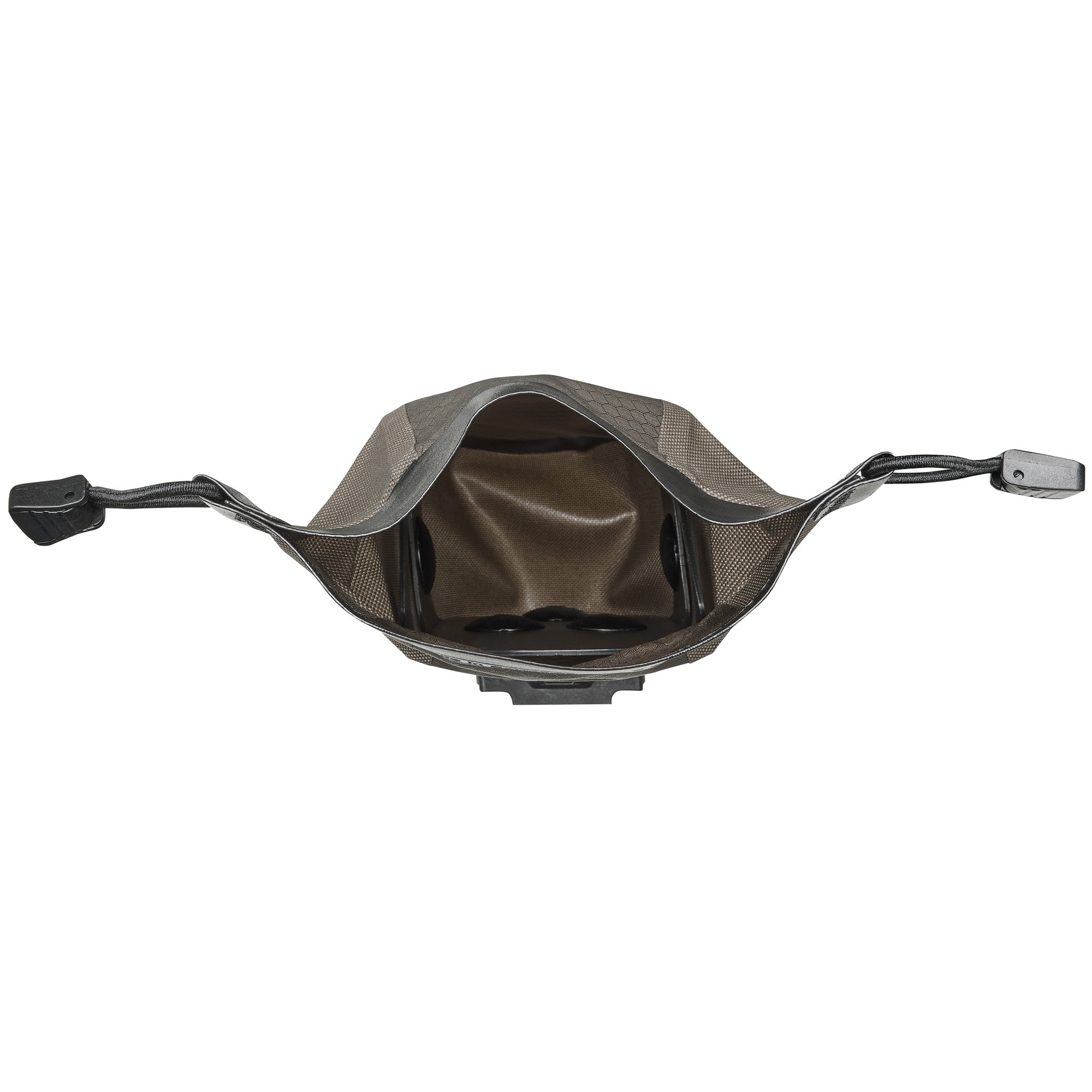 Inside view of ORTLIEB Micro-Bag 0.5L in dark sand with open roll closure