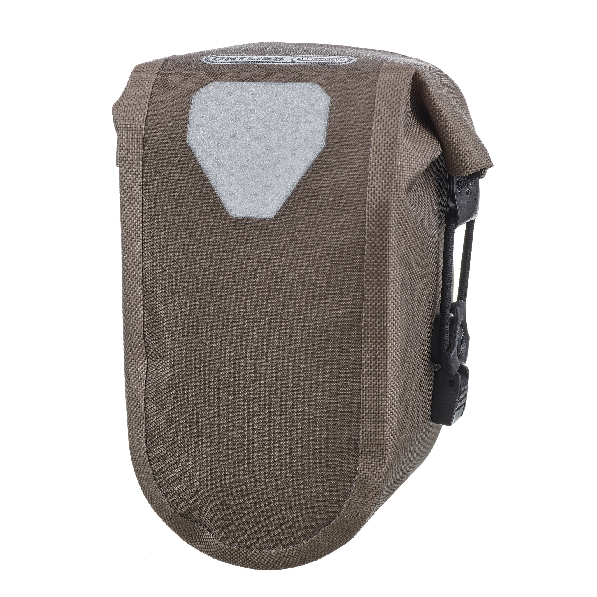 Side view of ORTLIEB Micro-Bag 0.5L in dark sand with mounting system