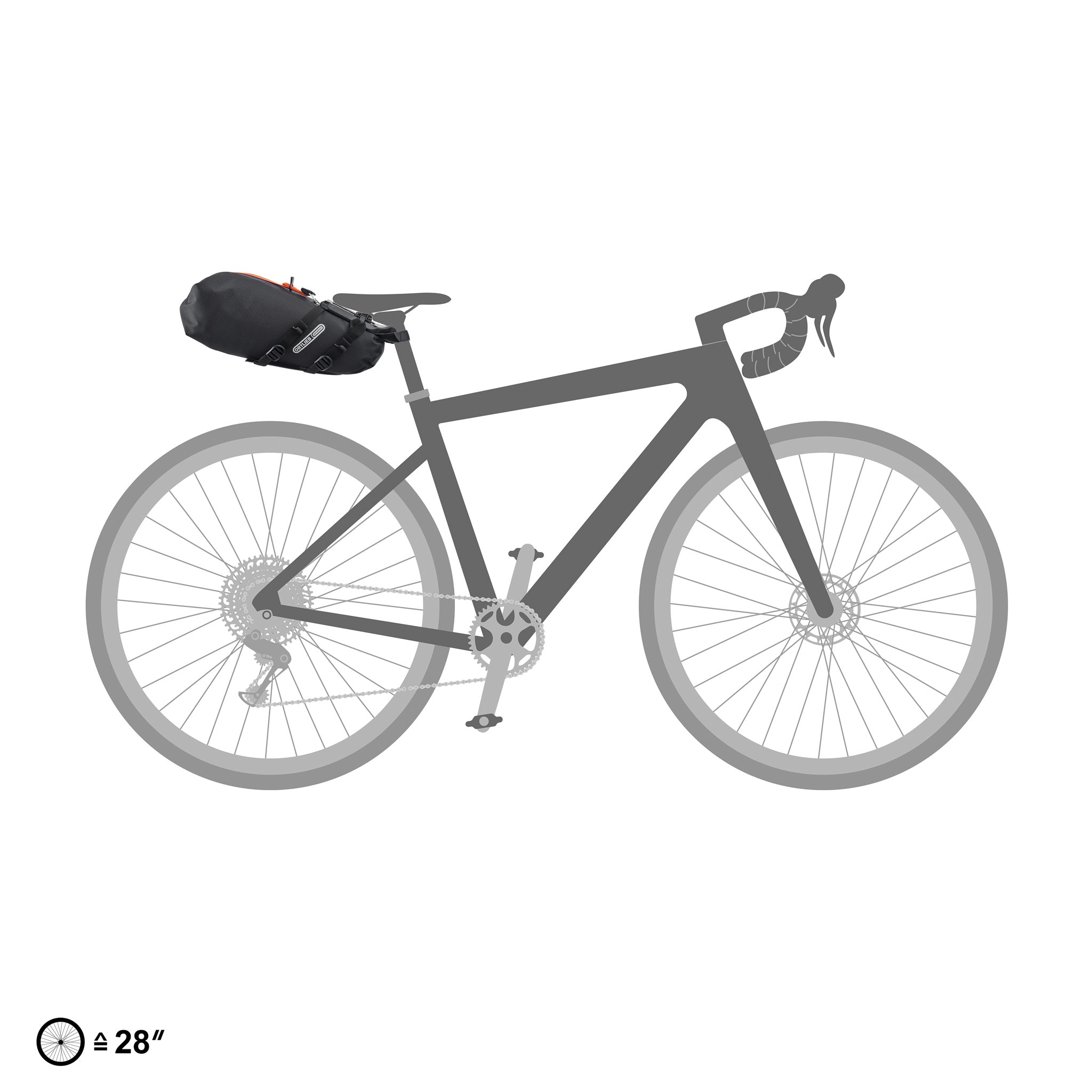 ORTLIEB Seat-Pack QR in black-matt mounted on gravel bike on white background